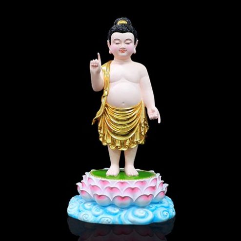Tượng Phật Đản Sanh Compposite Dát Vàng Mẫu Liên Hoa T2744