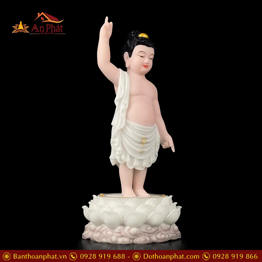 Tượng Phật Đản Sinh Bột Đá Trắng Nhập Khẩu T2750