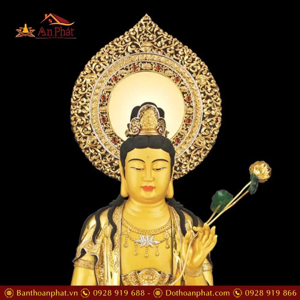 Tượng Phổ Hiền Bồ Tát Đồng Dát Vàng Cao Cấp Nhập Khẩu T2734