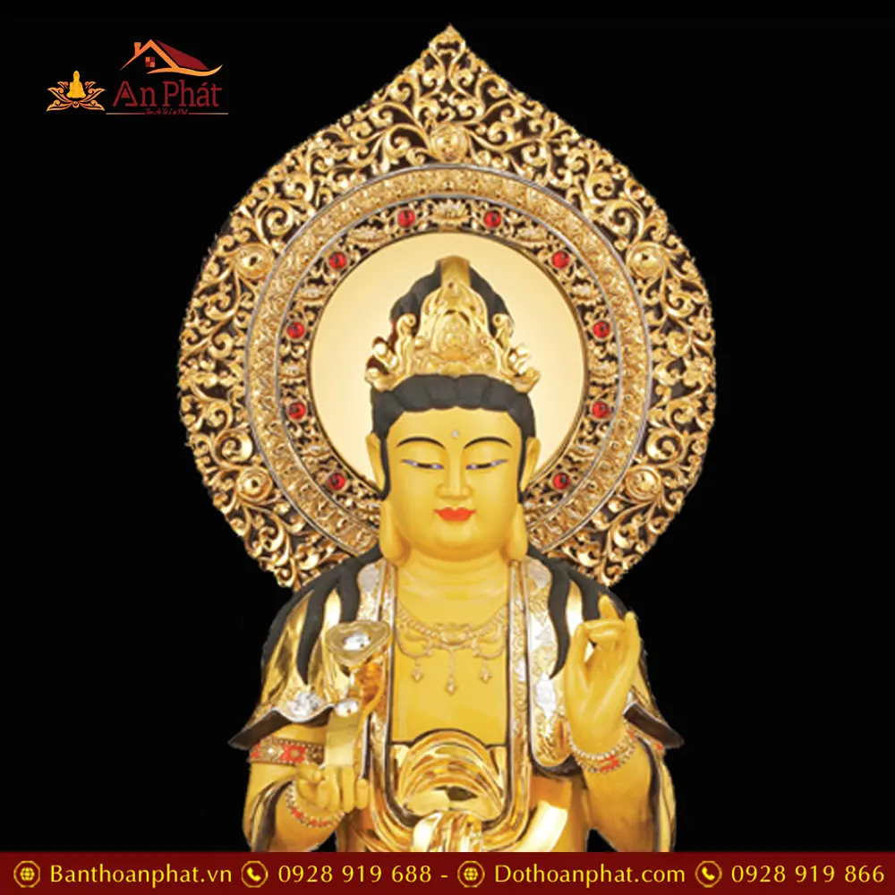 Tượng Văn Thù Bồ Tát Đồng Dát Vàng Cao Cấp Nhập Khẩu T2735
