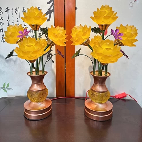 Đèn thờ bằng điện hoa sen 5 bông DT1518