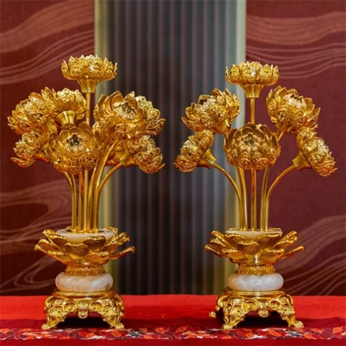 Đèn thờ điện đồng ngọc thạch DTD1515