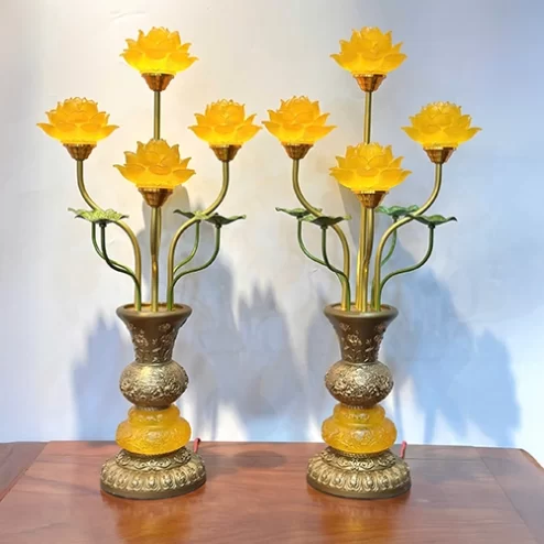 Đèn thờ điện hoa sen lưu ly DT1517