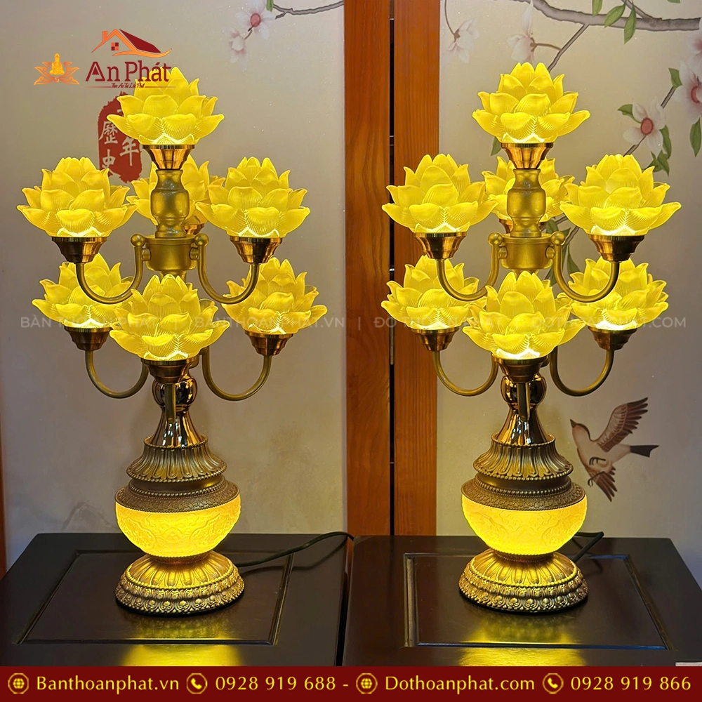 Đèn thờ hoa sen lưu ly đẹp