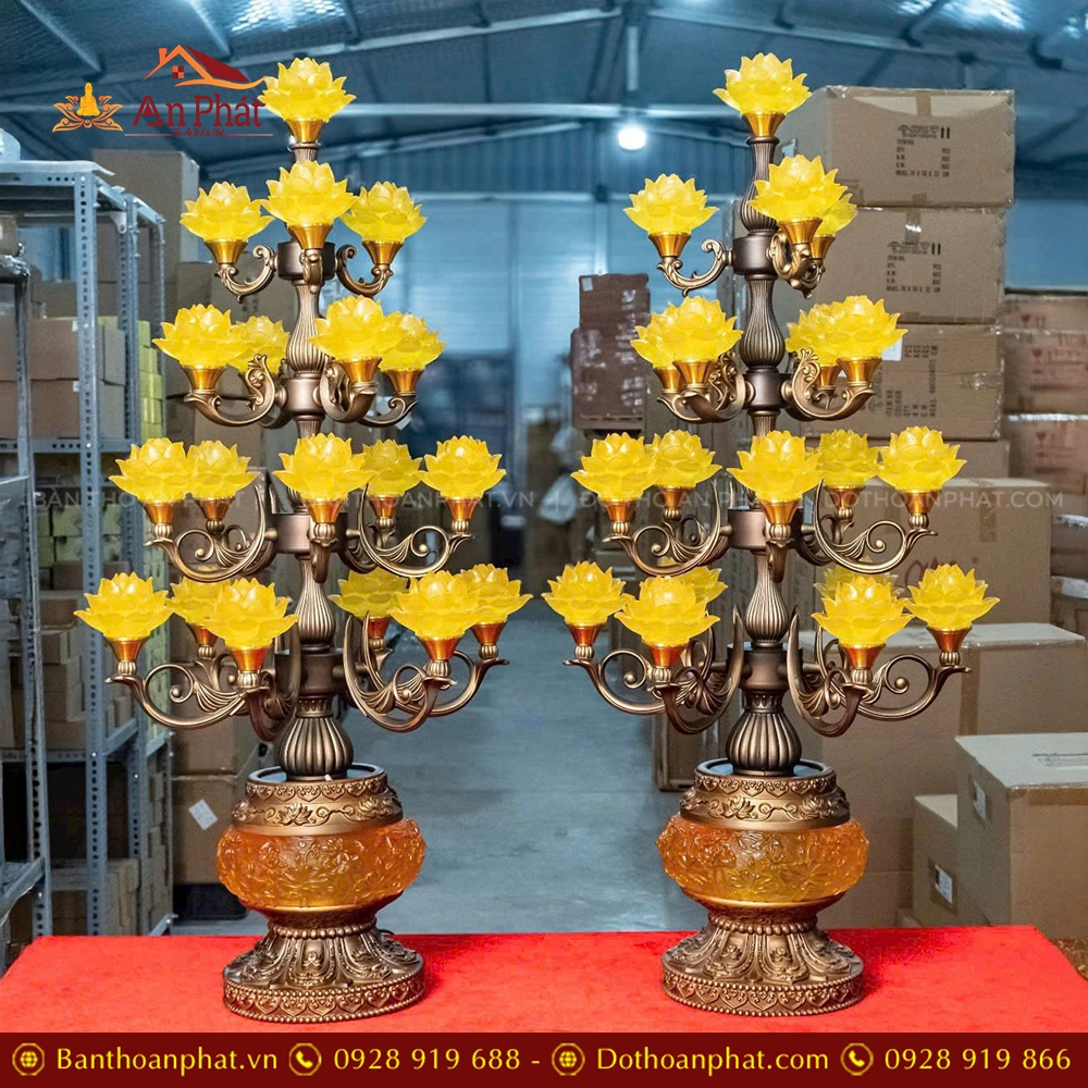 Đèn thờ điện hoa sen nhiều bông DT1519