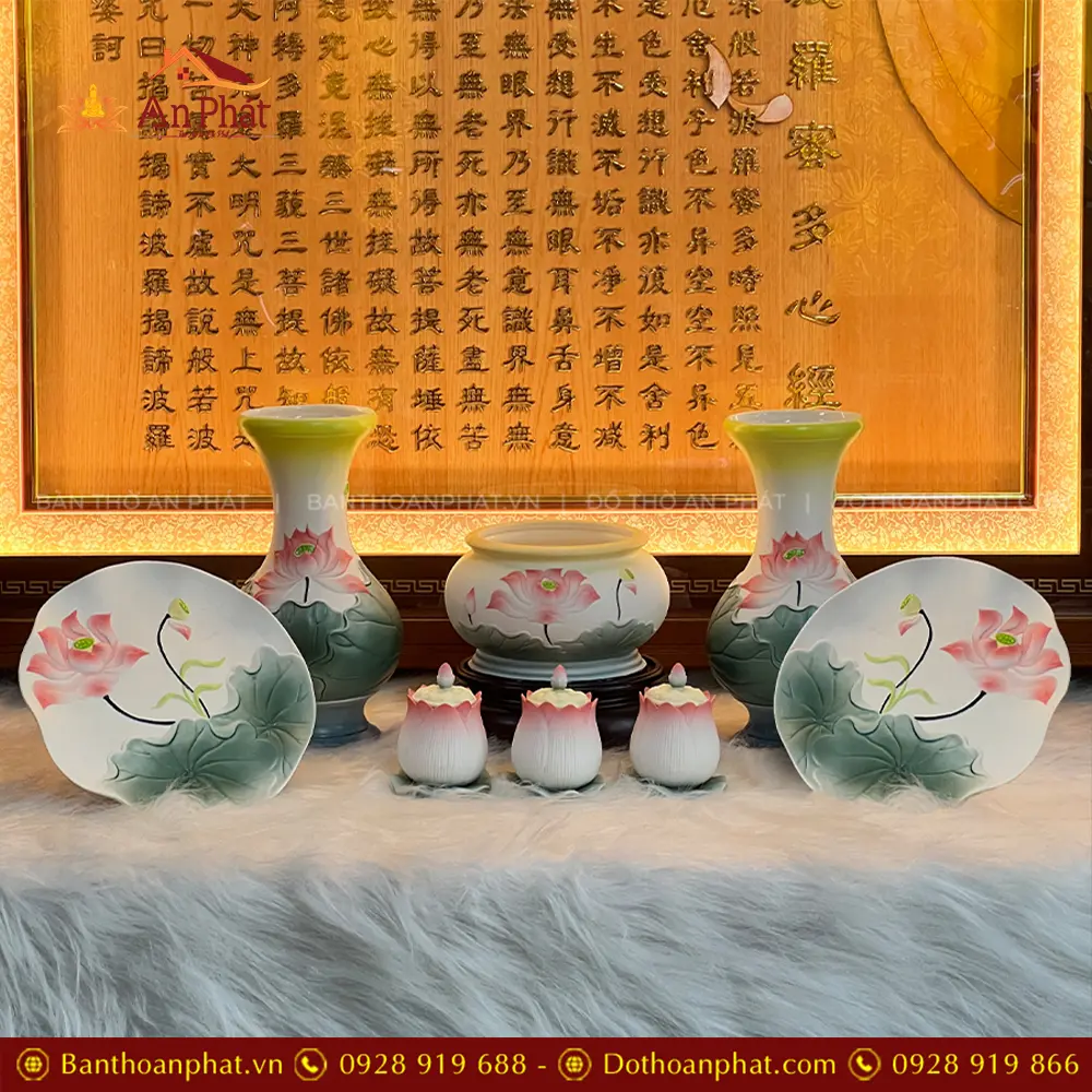 Bộ Đồ Thờ Phật Gốm Cao Cấp Nhập Khẩu BDT024