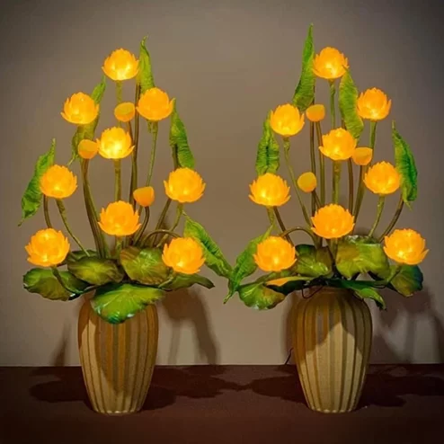 Bình hoa sen đèn thờ 9 bông DTD984