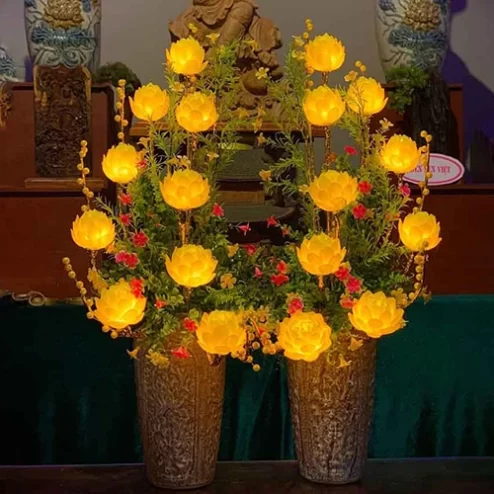 Đèn thờ bình hoa sen 9 bông DTD1004