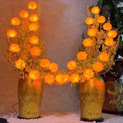 Đèn thờ cúng hoa sen 15 bông DT1005
