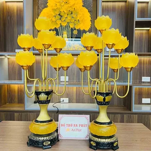 Đèn thờ điện hoa sen lưu ly 9 bông DTD1037
