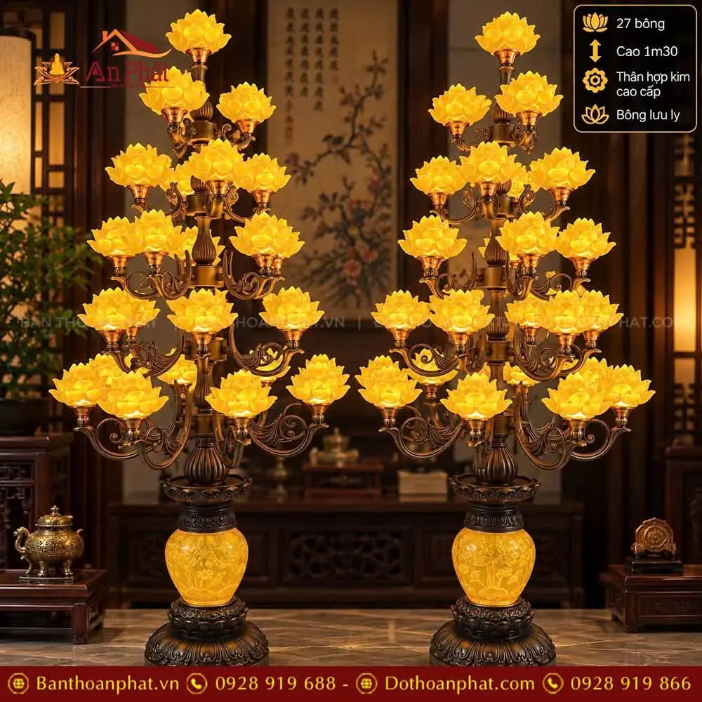 đèn thờ đẹp cho bàn thờ gia tiên