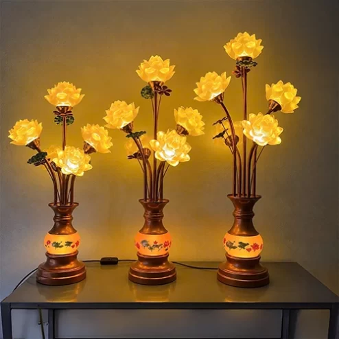 Đèn thờ hoa sen nở DTD1501