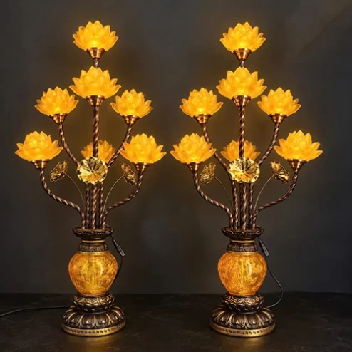Đèn thờ thân xoắn bông lưu ly DTD1487