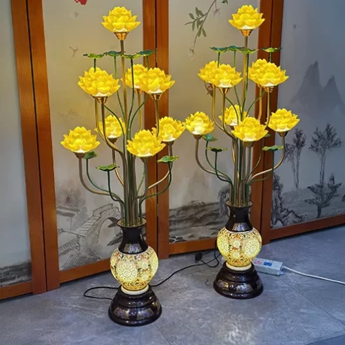 Mẫu đèn thờ đẹp bụng sứ cành xanh siêu đẹp DTD1380