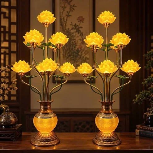 Mẫu đèn thờ điện hoa sen cao cấp DTD1457