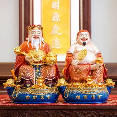 Tượng Tài Địa Ngồi Đồng Dát Vàng T2762