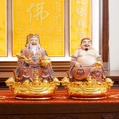 Tượng Tài Địa Ngồi Đồng Dát Vàng T2765