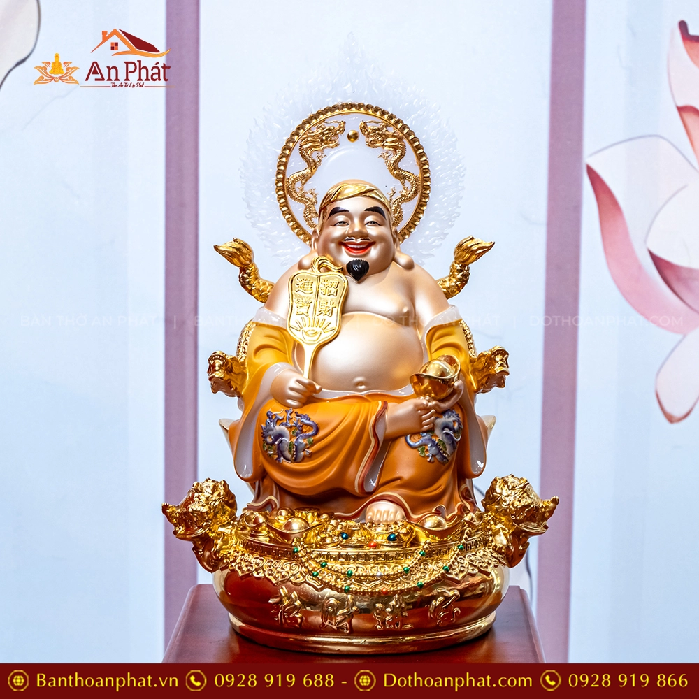 Tượng Tài Địa Song Long Ngọc Thạch Phủ Đồng Dát Vàng T2773 25 Tượng Ông Địa đẹp