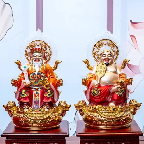 Tượng Tài Địa Song Long Ngọc Thạch Phủ Đồng Dát Vàng T2781