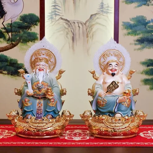 Tượng Tài Địa Song Long Ngọc Thạch Phủ Đồng Dát Vàng T2784