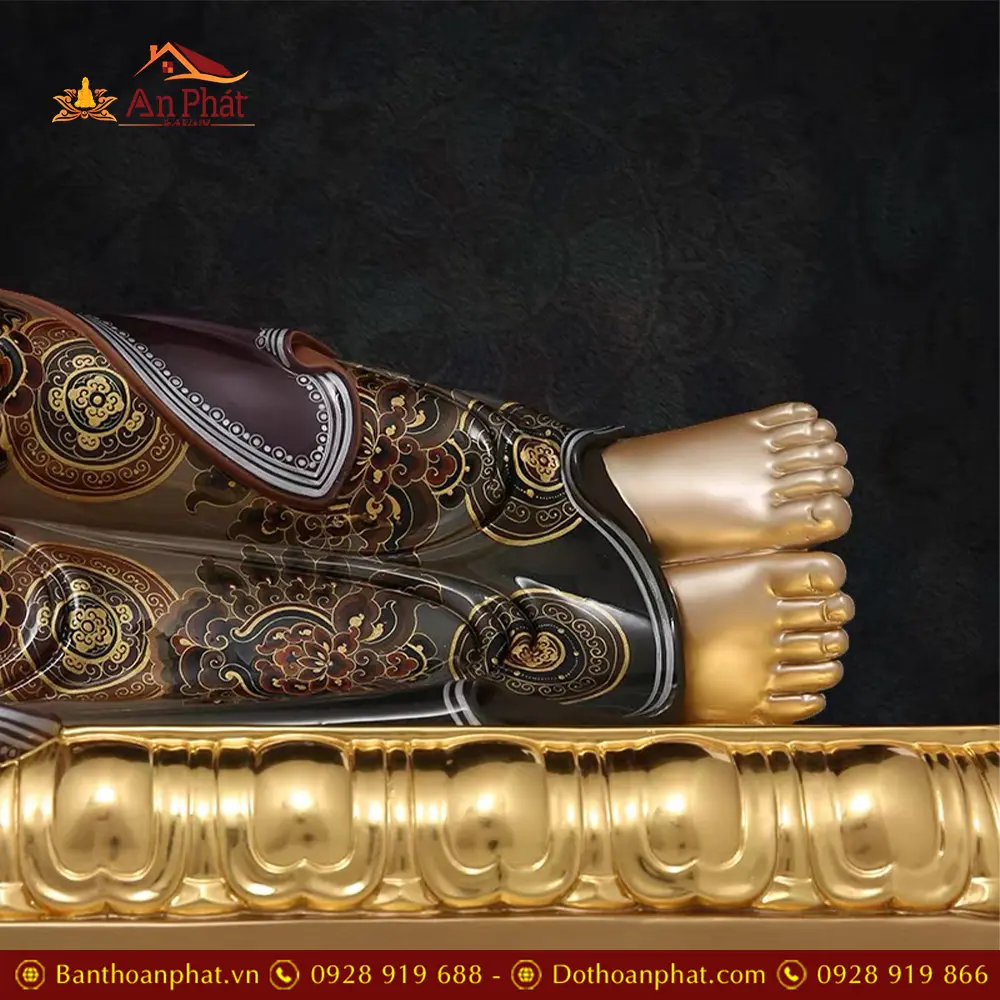 Tượng Phật Thích Ca Mâu Ni Nhập Niết Bàn Đồng Mạ Vàng Vẽ Gấm Cao Cấp T2777 15 Tượng Phật Thích Ca Mâu Ni Nhập Niết Bàn Đồng Vẽ Gấm Cao Cấp T2777