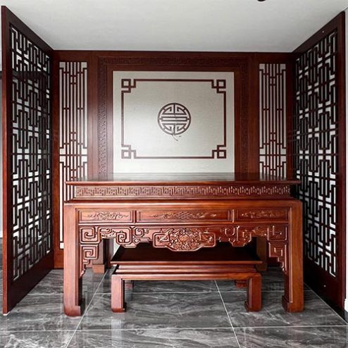 Án Gian Thờ Đẹp Bàn Thờ Gia Tiên Gỗ Gõ Đỏ BT-9038