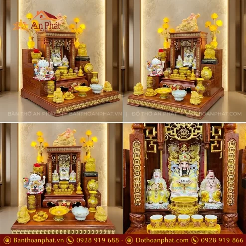 Bàn Thần Tài Cao Cấp Đủ Đồ Thờ Men Gấm Vàng TT-2735 4 ban than tai cao cap du do tho men gam vang tt 273500003