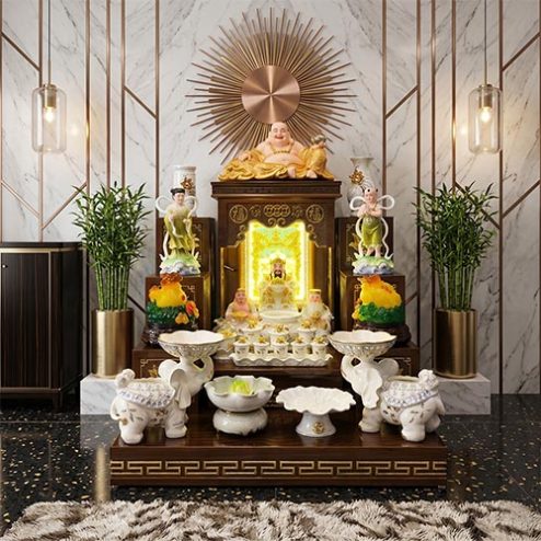 Bàn Thần Tài Đẹp Hiện Đại Mái Bằng TT-2695