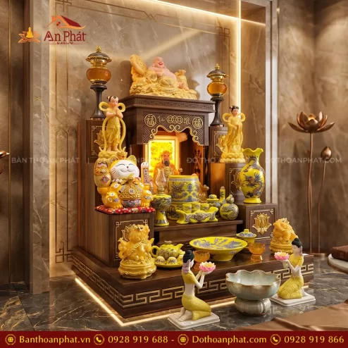Ban Thần Tài Ông Địa Đủ Đồ Thờ Đắp Nổi Bát Tràng TT-2699 5 ban than tai ong dia du do tho dap noi bat trang tt 269900002