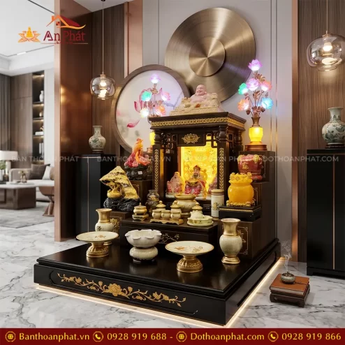 Ban Thần Tài Thổ Địa Cao Cấp Mái Bằng Đồ Thờ Bát Nhã Tâm Kinh TT-2693 5 ban than tai tho dia cao cap mai bang do tho bat nha tam kinh tt 269300002