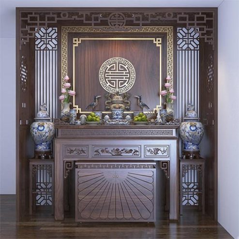 Bàn Thờ Chung Cư Kết Hợp Vách Ngăn Trang Trí BT-8917