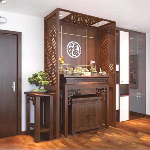 Bàn Thờ Chung Cư Mẫu Triện Sen Đẹp BT-8884