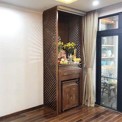 Bàn Thờ Chung Cư Tủ Thờ Hiện Đại Kết Hợp Rèm Che Bàn Thờ BT-8979