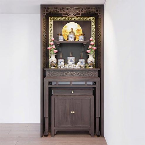 Bàn Thờ Đẹp Kết Hợp Bàn Treo Phật BT-8867