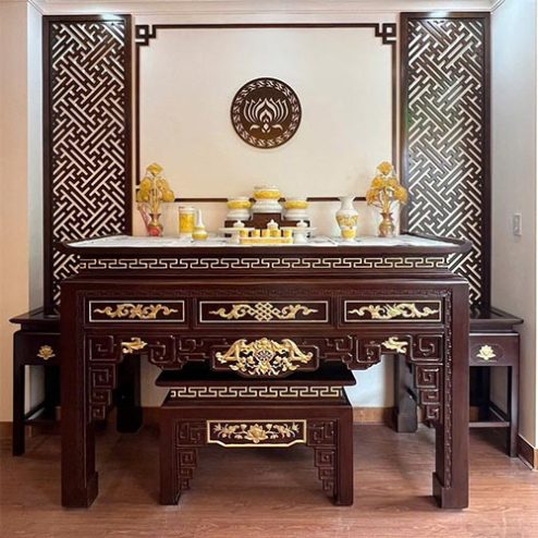 Bàn Thờ Gia Tiên Án Gian Thờ Đẹp Dát Vàng BT-9079