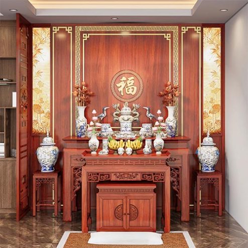 Bàn Thờ Gia Tiên Chung Phòng Khách Hiện Đại BT-8834