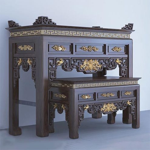Bàn Thờ Gia Tiên Dát Vàng Cao Cấp BT-8993