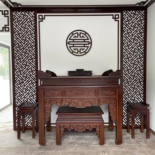 Bàn Thờ Gia Tiên Đẹp Ấm Cúng BT-9015
