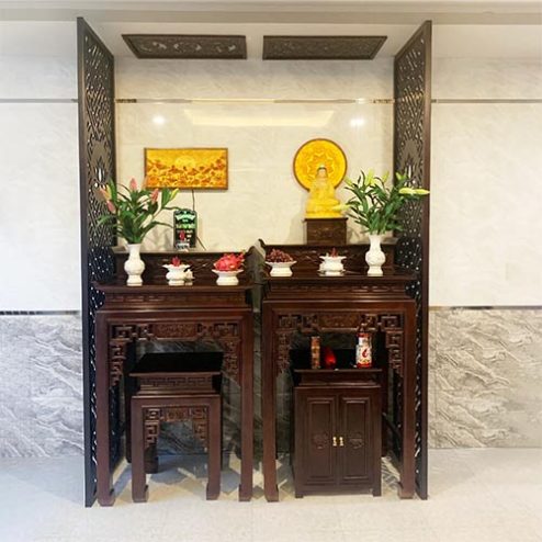 Bàn Thờ Gia Tiên Kết Hợp Bàn Thờ Phật Cho Nhà Chung Cư BT-8977