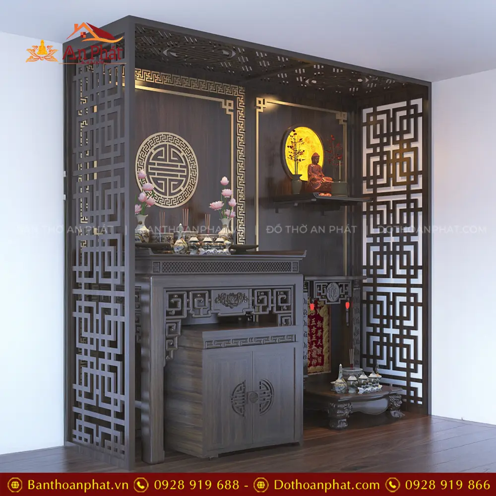 Bàn Thờ Gia Tiên Kết Hợp Bàn Treo Phật Và Ban Thần Tài BT-8870 5 Bàn Thờ Gia Tiên Kết Hợp Bàn Treo Phật Và Ban Thần Tài BT-8870