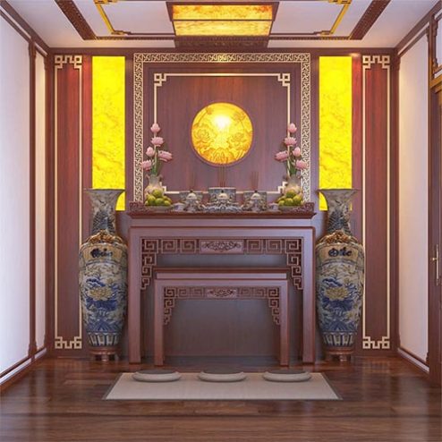 Bàn Thờ Gia Tiên Mẫu Sen Thủng BT-8896