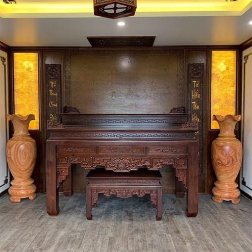 Bàn Thờ Gia Tiên Nhị Cấp Gỗ Gụ BT-8981