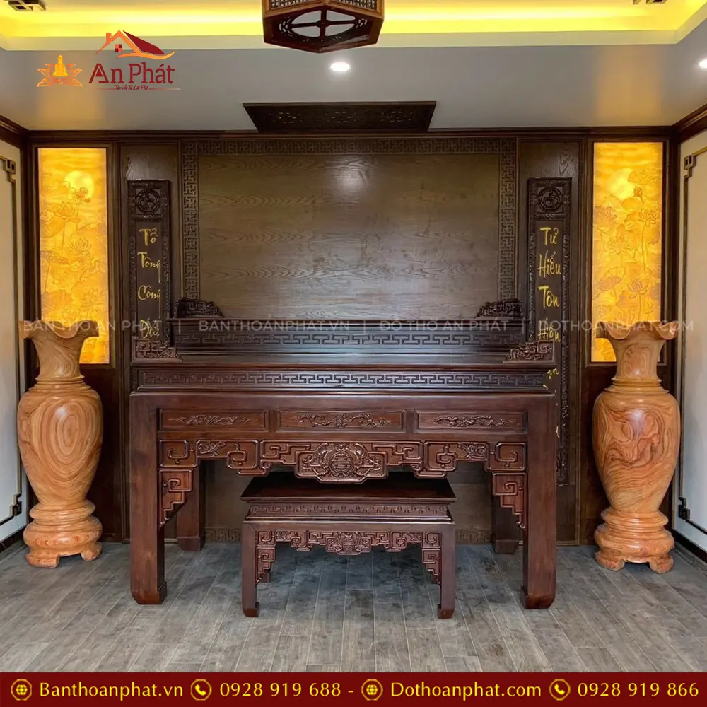 Bàn Thờ Gia Tiên Nhị Cấp Gỗ Gụ BT-8981 13 Bàn Thờ Gia Tiên Nhị Cấp Gỗ Gụ BT-8981