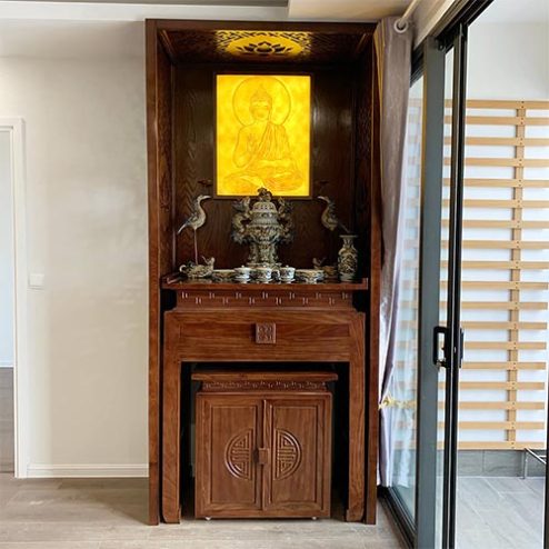 Bàn Thờ Gỗ Gõ Tủ Thờ Đẹp Cho Nhà Chung Cư BT-8986
