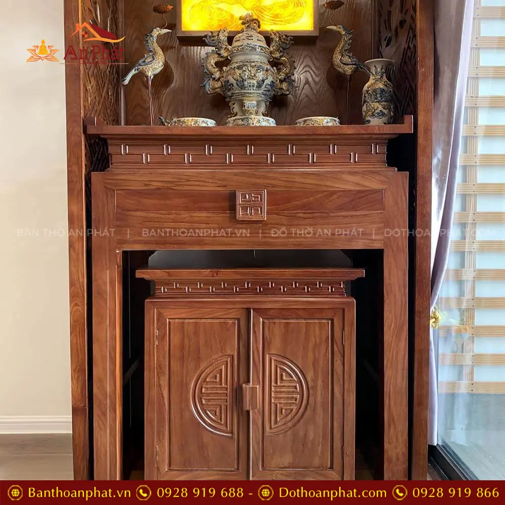 Bàn Thờ Gỗ Gõ Tủ Thờ Đẹp Cho Nhà Chung Cư BT-8986 15 Bàn Thờ Gỗ Gõ Tủ Thờ Đẹp Cho Nhà Chung Cư BT-8986