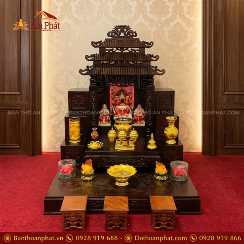 Bàn Thờ Ông Địa Mái Chùa 3 Mái Đồ Thờ Kim Sa Vàng TT-2728 3 ban tho ong dia mai chua 3 mai do tho kim sa vang tt 272800002