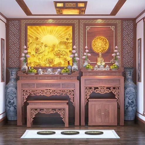 Bàn Thờ Phật Kết Hợp Gia Tiên BT-8837