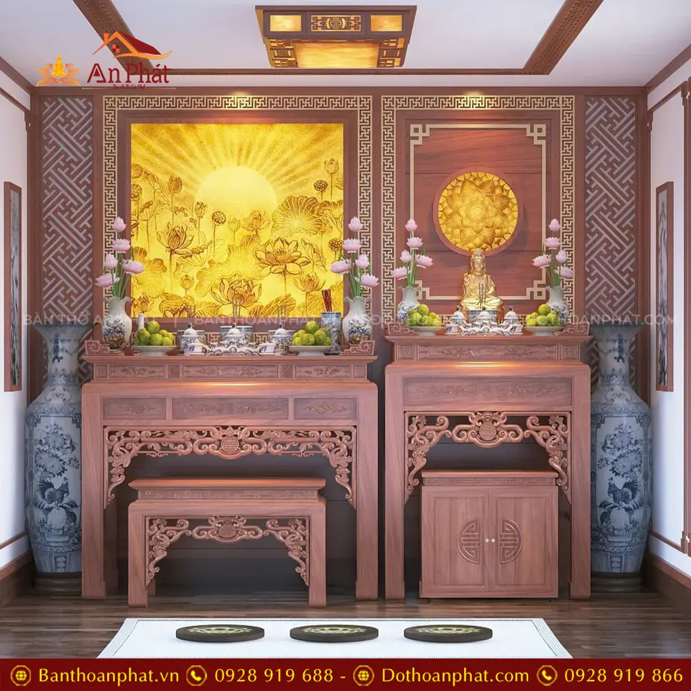 Bàn Thờ Phật Kết Hợp Gia Tiên BT-8837 5 Bàn Thờ Phật Kết Hợp Gia Tiên BT-8837