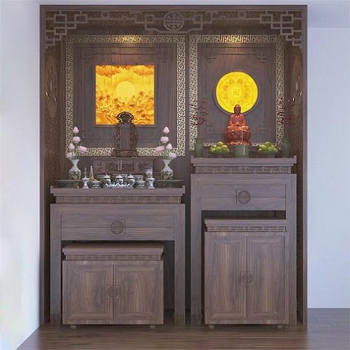 Bàn Thờ Phật Kết Hợp Gia Tiên Cho Nhà Chung Cư Nhỏ Gọn BT-8908