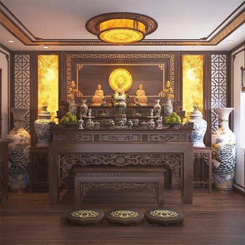 Bàn Thờ Phật Kết Hợp Gia Tiên Đẹp BT-8799